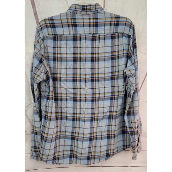 Sonoma Mens Medium Blue Brown Plaid Button Up Shirt - Picture 3 of 8